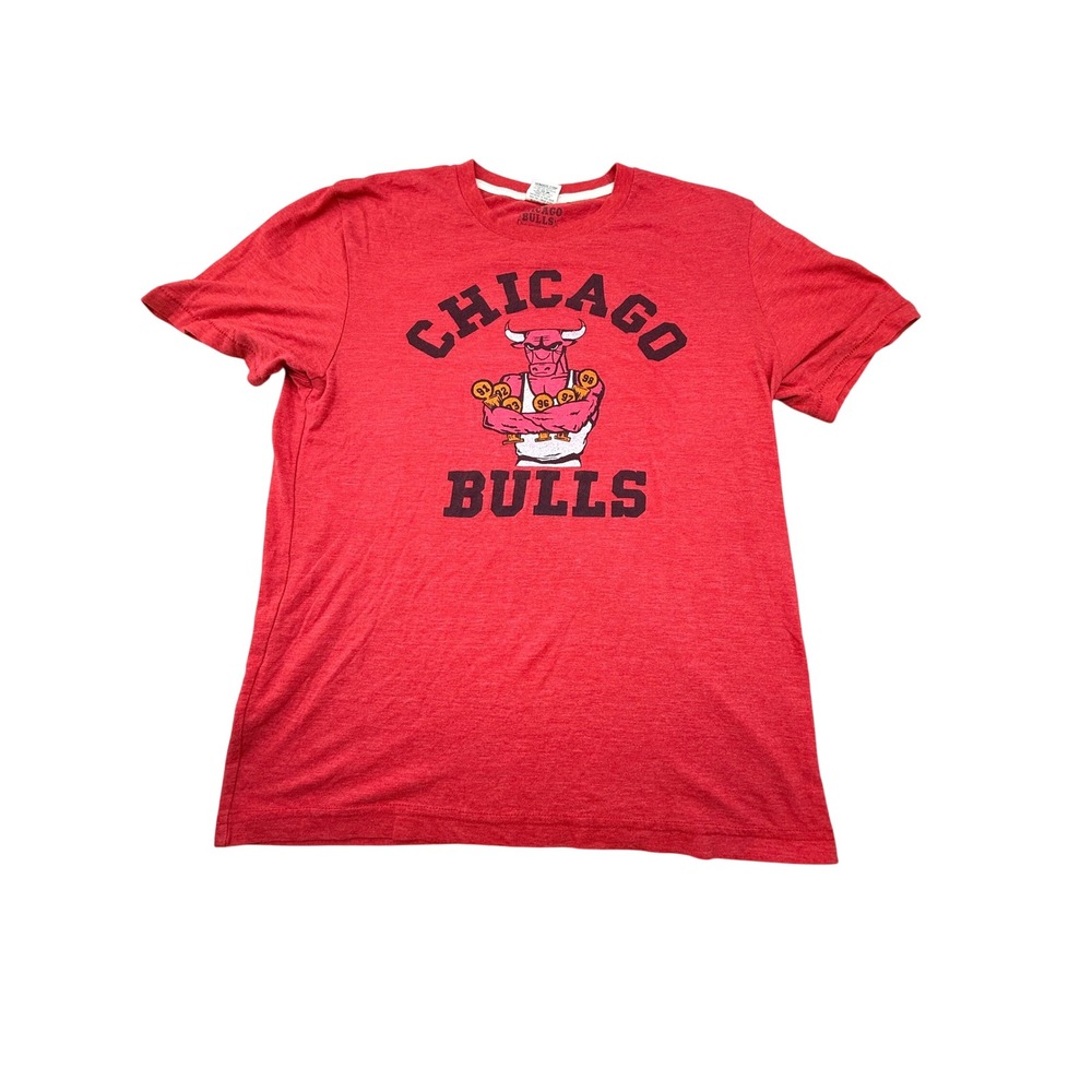 Homage Chicago Bulls Mens Red Heather Graphic T-Shirt NBA Championship Rings M